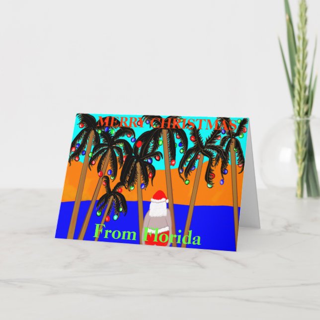 Christmas card from Florida palm trees santa (Front)