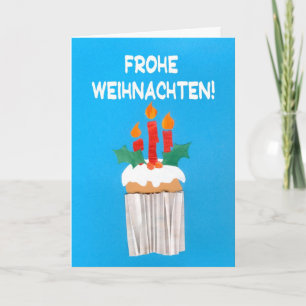 Christmas Card, German, Cupcake with Candles Holiday Card