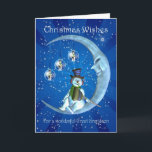 Christmas card, Great Grandson Christmas, Snowman Holiday Card<br><div class="desc">Christmas card,  Great Grandson Christmas,  Snowman on the Moon</div>