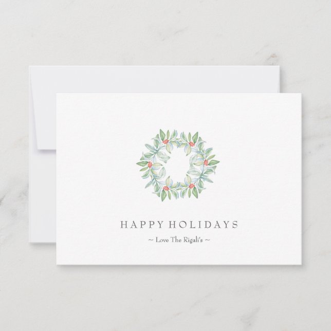 Christmas Card, Holiday Card, Greenery Berries (Front)