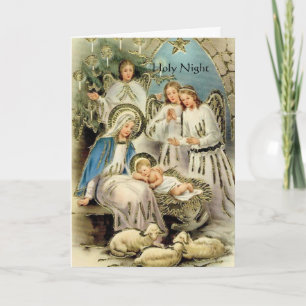 Christmas card. Holy Night Religious inspired Holiday Card