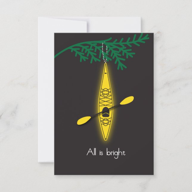 Christmas card invitation Kayak "All is bright" (Front)