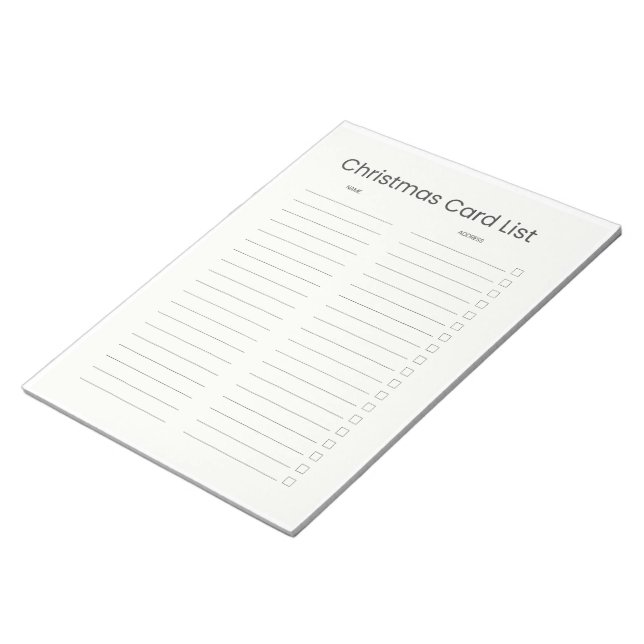 Christmas Card List Notepad (Angled)