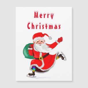 Christmas Card Magnet Santa Claus with Gift