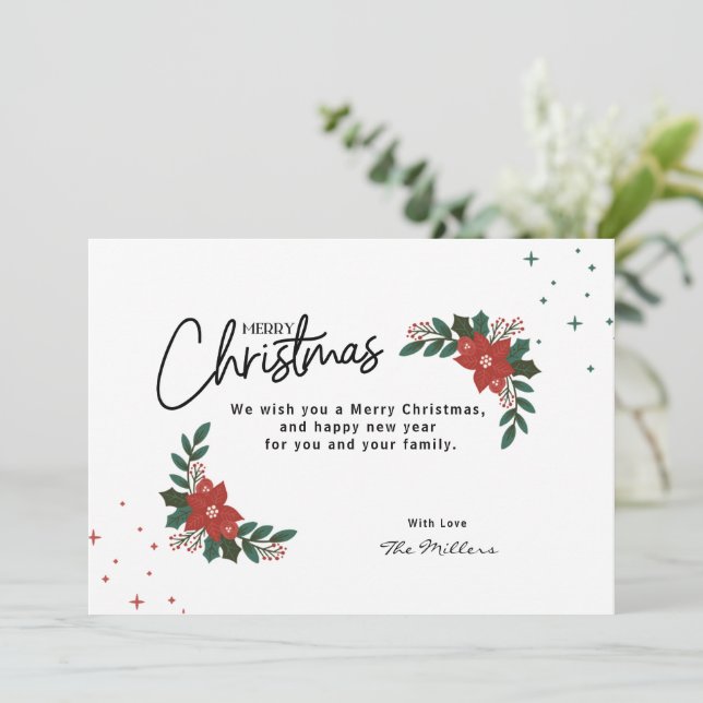 Christmas Card Minimalist Merry Christmas Holiday  (Standing Front)