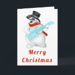 Christmas Card Musical Snowman with Guitar<br><div class="desc">Snowman with Guitar - Merry Christmas MIGNED painting</div>