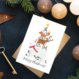 Christmas card new year animal cute illustration