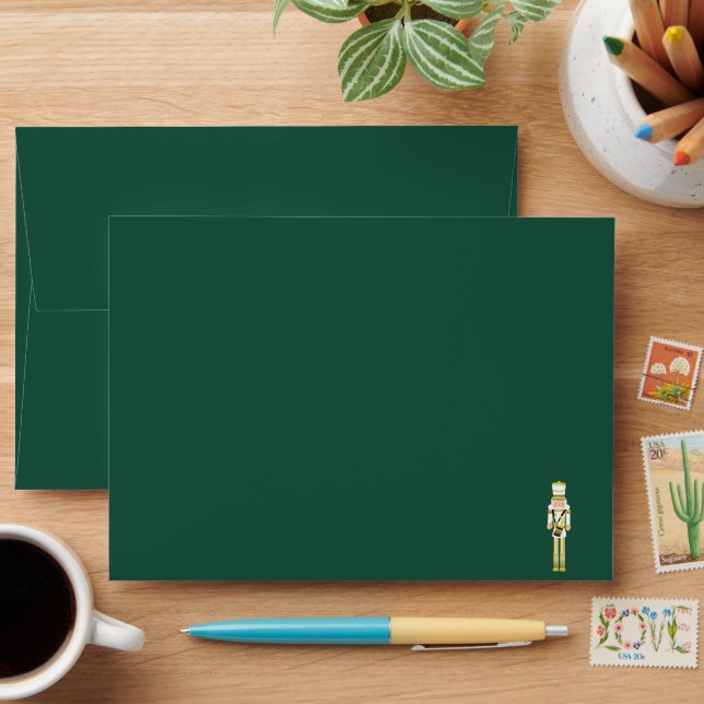 Christmas Card Nutcracker Envelope Dark Green (Desk)