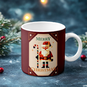Christmas Card of Santa Claus With Candy Cane Coffee Mug