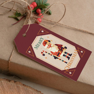 Christmas Card of Santa Claus With Candy Cane Gift Tags