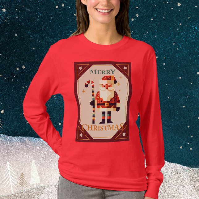 Christmas Card of Santa Claus With Candy Cane T-Shirt (Creator Uploaded)