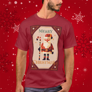 Christmas Card of Santa Claus With Candy Cane T-Shirt