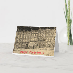 Christmas Card of snowy street scene