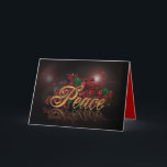 Christmas Card Peace<br><div class="desc">Christmas Card Peace. Image and illustration composition of beautiful Holly berries and the word "Peace" in gold 3D text on black background with reflection. The inside text reads, "Of all the things I could wish for you, The wish I hope comes true, Is that your heart and home Are filled...</div>
