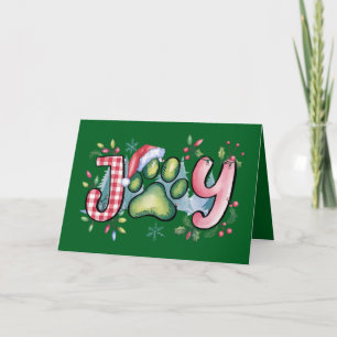 Christmas Card Pet Paw Joy Green