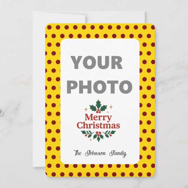 Christmas Card Polka Dot Yellow Red (Front)