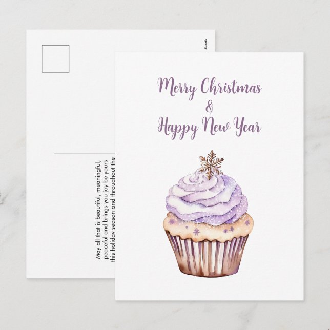 Christmas Card Postcard, Christmas Cupcake (Front/Back)
