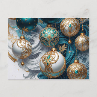 Christmas card postcard with luxurious ornaments
