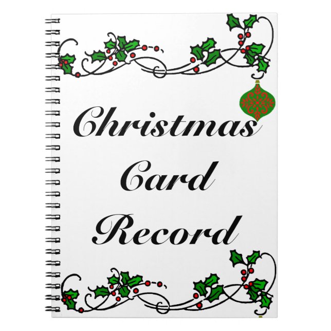 Christmas Card Record Spiral Notebook (Front)