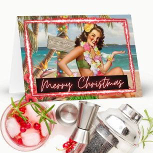 Christmas Card - Retro - Tropical - "Let It Snow"