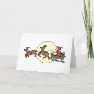 Christmas Card, Santa and Reindeer Holiday Card