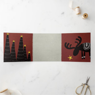 Christmas card: Santa Claus is coming! Tri-Fold Holiday Card