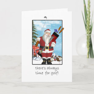 Christmas Card, Santa Playing Golf Holiday Card