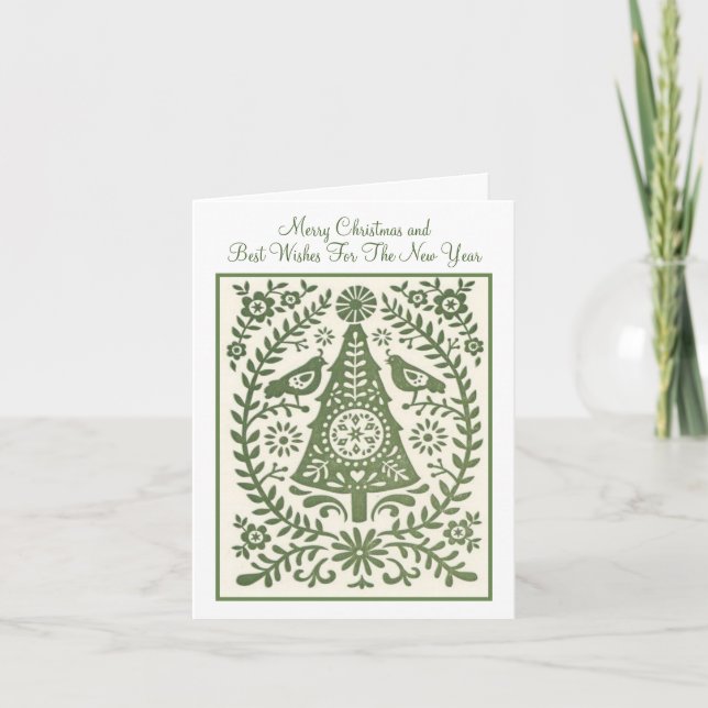 Christmas Card - Scandinavian Christmas Green (Front)