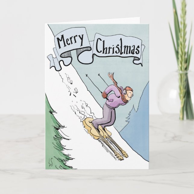 Christmas Card Skiing on guitars. (Front)