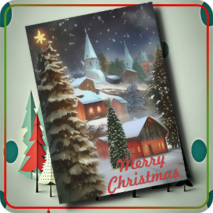 CHRISTMAS CARD - Snow-covered Christmas Village