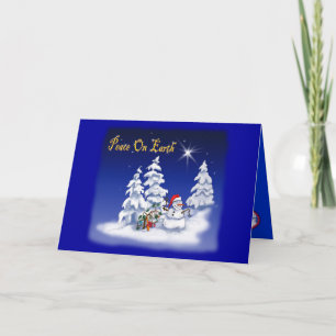 Christmas Card Snow man peace on earth