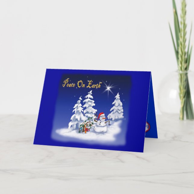 Christmas Card Snow man peace on earth (Front)