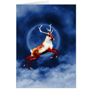 Christmas Card to customise with a flying reindeer