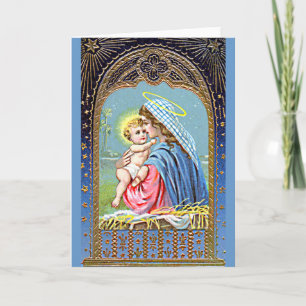 Christmas Card Victorian traditional, Mary and Jes