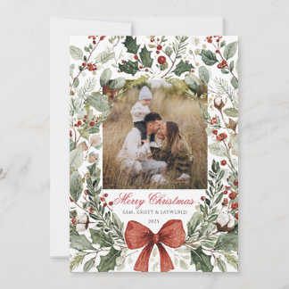 Christmas Card Watercolor botanical floral