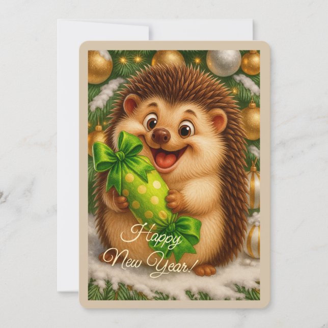 Christmas card with a hedgehog (Front)