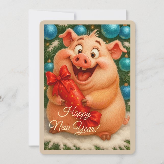 Christmas card with a piggy (Front)