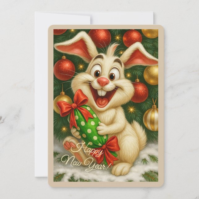 Christmas card with a rabbit (Front)