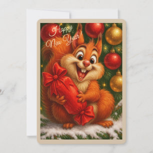 Christmas card with a squirrel
