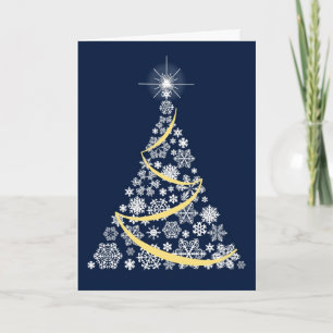 Christmas card with a white snowflake tree