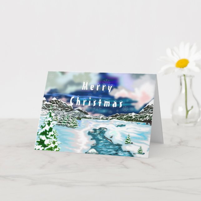 Christmas Card with Beautiful Winter Landscape (Small Plant)