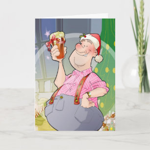 Christmas Card With Beer Gift Jolly Man