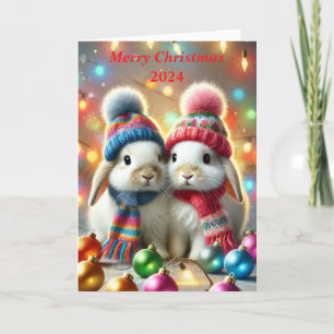 Christmas card with bunnies