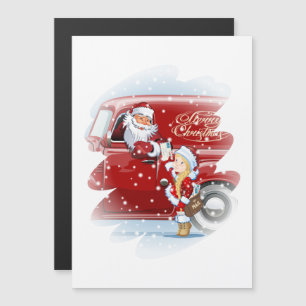 Christmas card with cartoon Snow Maiden - Postman