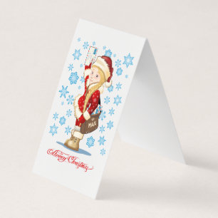 Christmas card with cartoon Snow Maiden - Postman