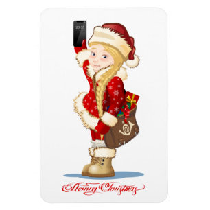 Christmas card with cartoon Snow Maiden - Postman Magnet