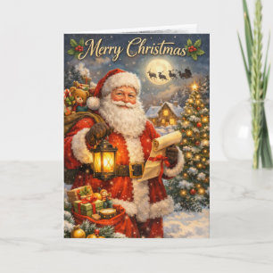 Christmas Card With Charcoal Sketch Santa  Inside