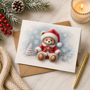 Christmas card with Christmas teddy bear image