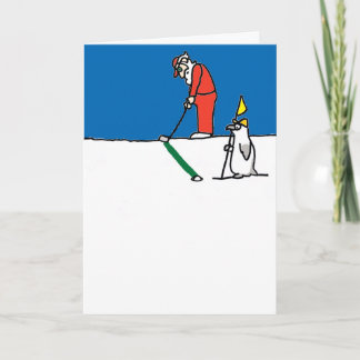 Christmas card with golfing Santa illustration