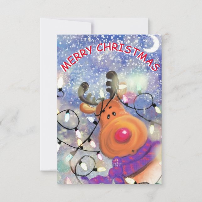 Christmas Card with Happy Reindeer (Front)